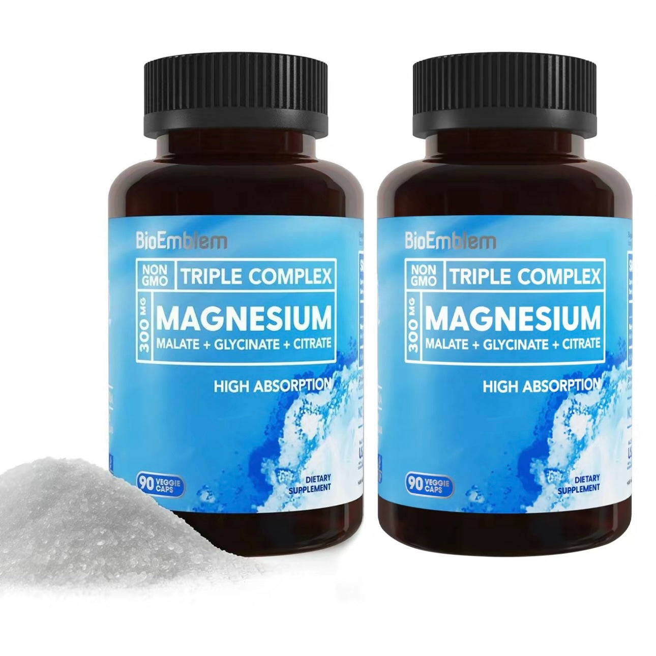 BioEmblem Triple Magnesium
Complex | 300mg of Magnesium Glycinate, Malate, & Citrate for Muscles, Nerves, & Energy