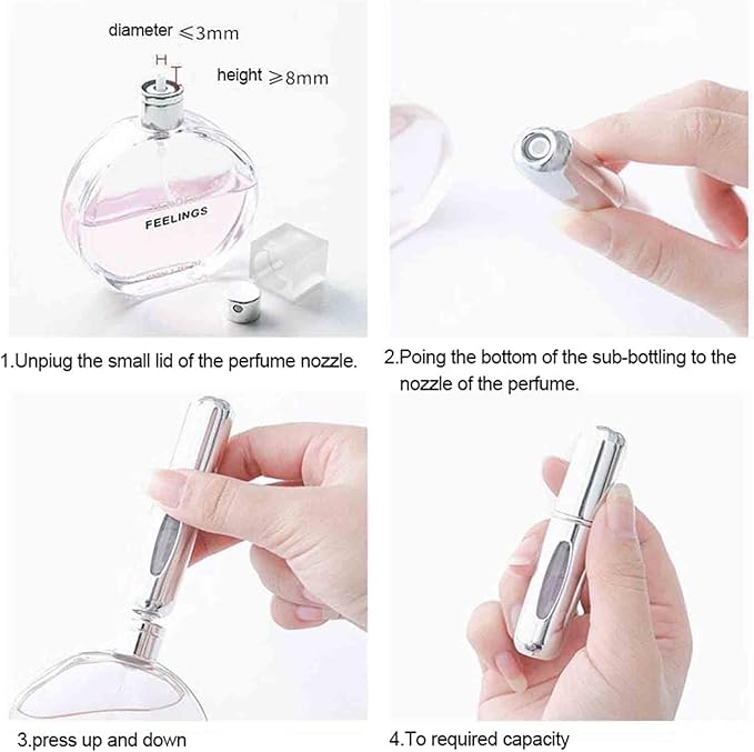 Portable Mini Refillable Perfume Atomizer Bottle Atomizer Travel Size Perfume Spray Bottles 6 Pcs Pack