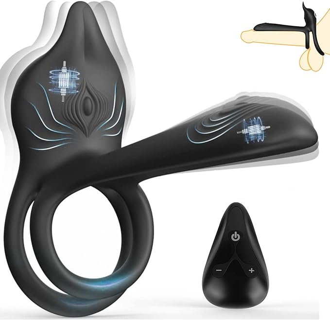 3-in-1 Dual Motor Couple Vibrator with Delay Ejaculation Penis Ring