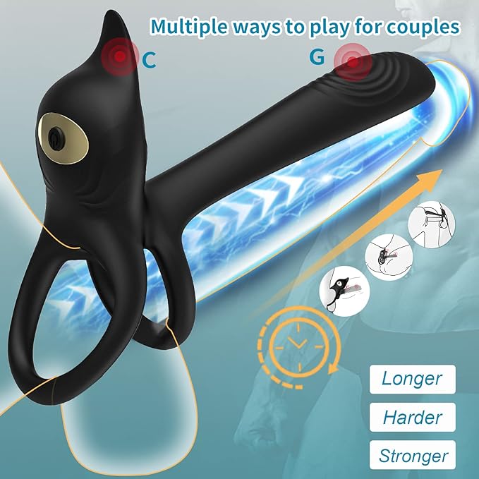 3-in-1 Dual Motor Couple Vibrator with Delay Ejaculation Penis Ring