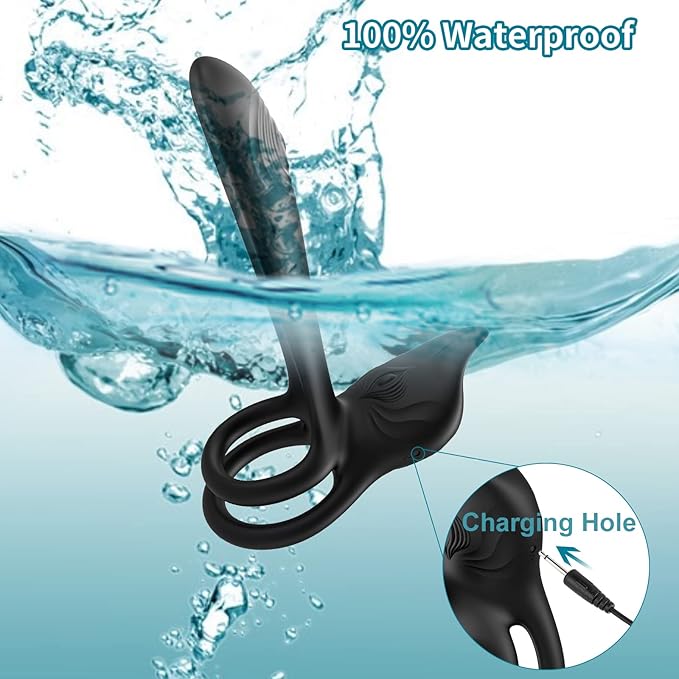 3-in-1 Dual Motor Couple Vibrator with Delay Ejaculation Penis Ring