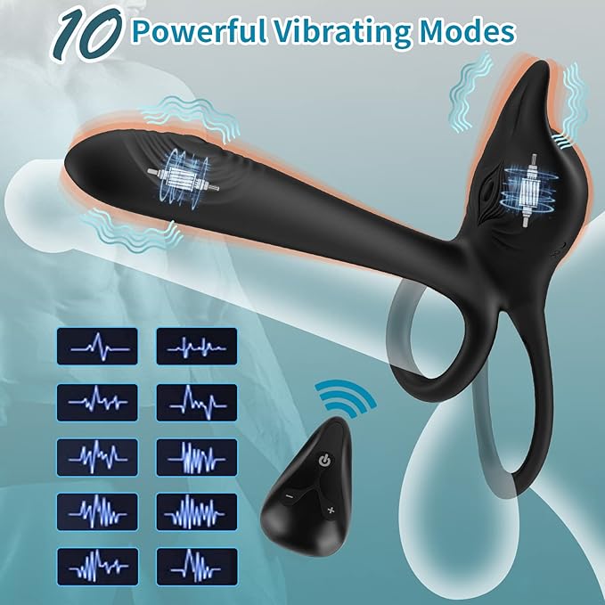 3-in-1 Dual Motor Couple Vibrator with Delay Ejaculation Penis Ring