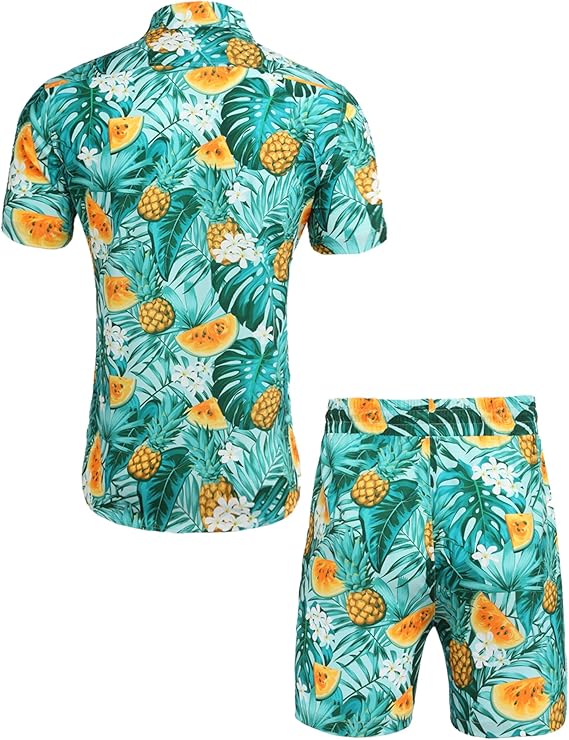 Men's Luxury Casual Short Sleeve Hawaiian Shirt Set by Daupanzees