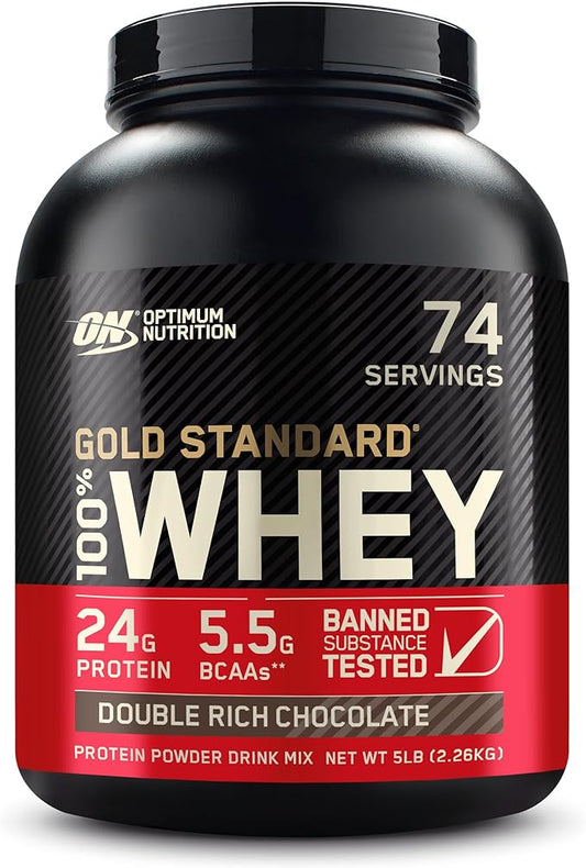 Optimum Nutrition 100% Whey Protein Powder, Double Rich Chocolate - 5 lbs