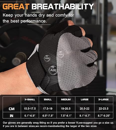 sunnex Gym Gloves, Workout Gloves, Fingerless Gloves for Weightlifting, Lightweight Breathable Fitness Gloves