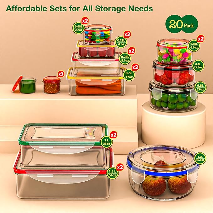 "Ultimate 40-Pc Airtight Food Storage Set: Leak-Proof Containers for Every Kitchen!"