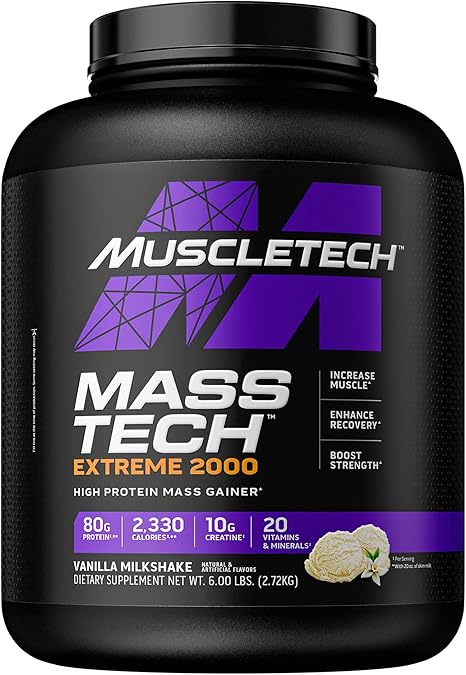 MuscleTech Mass Gainer Mass-Tech Extreme 2000 & Creatine Monohydrate Powder Cell-Tech