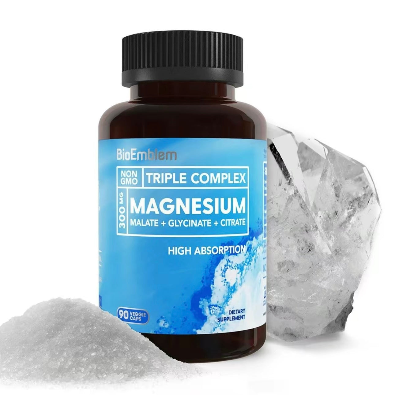 BioEmblem Triple Magnesium
Complex | 300mg of Magnesium Glycinate, Malate, & Citrate for Muscles, Nerves, & Energy