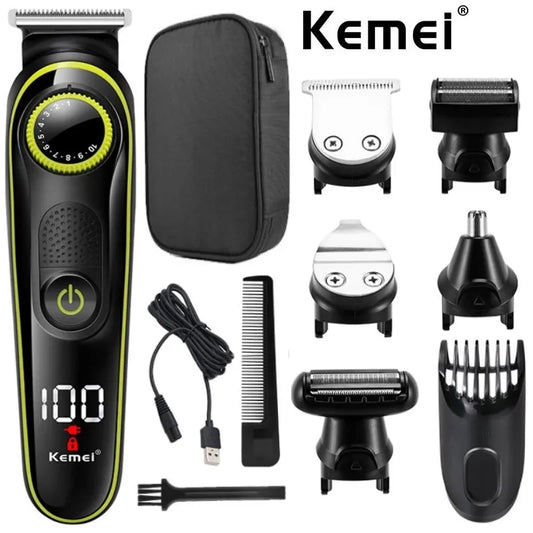 Electric Hair Clipper & Multifunctional Trimmer – 5-in-1 Professional Grooming Kit for Men