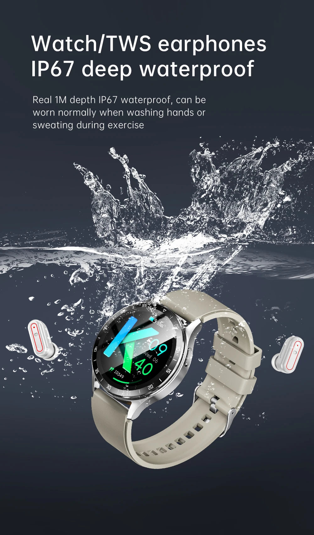 Smart 2 in 1 Watch with TWS Bluetooth Earbuds